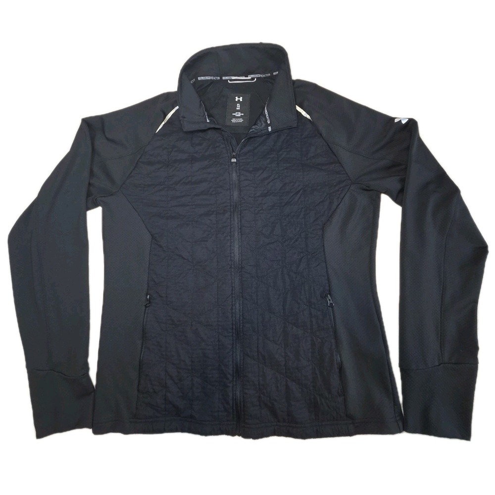 UNDER ARMOUR ColdGear Reactor Mens XL Black Fitted Track Jacket Full Zip Pockets